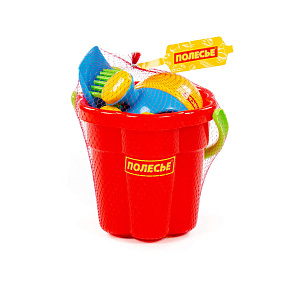 Набор №166: ведро-цветок большое, лопатка №5, грабельки №5, формочки (котёнок + медведь), лейка малая №4, Артикул 4986 – портал поставщиков НСППО - 4